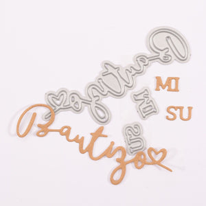 Plantilla de corte texto en español "Mi Tu Su Bautizo" Vaessen Creative