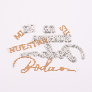 Copia de Plantilla de corte texto en español "Mi Tu Su Nuestra Boda" Vaessen Creative