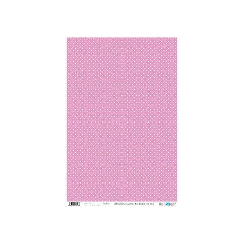 Papel Cartonaje 32x48 cms. rosa lunares mini blanco
