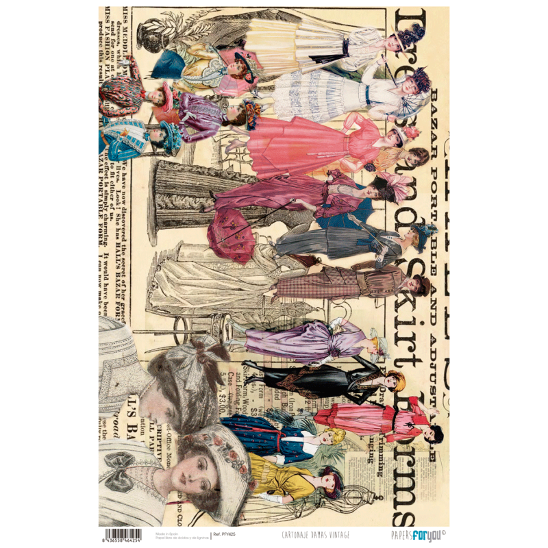 Papel Cartonaje 32x48 cms. damas vintage